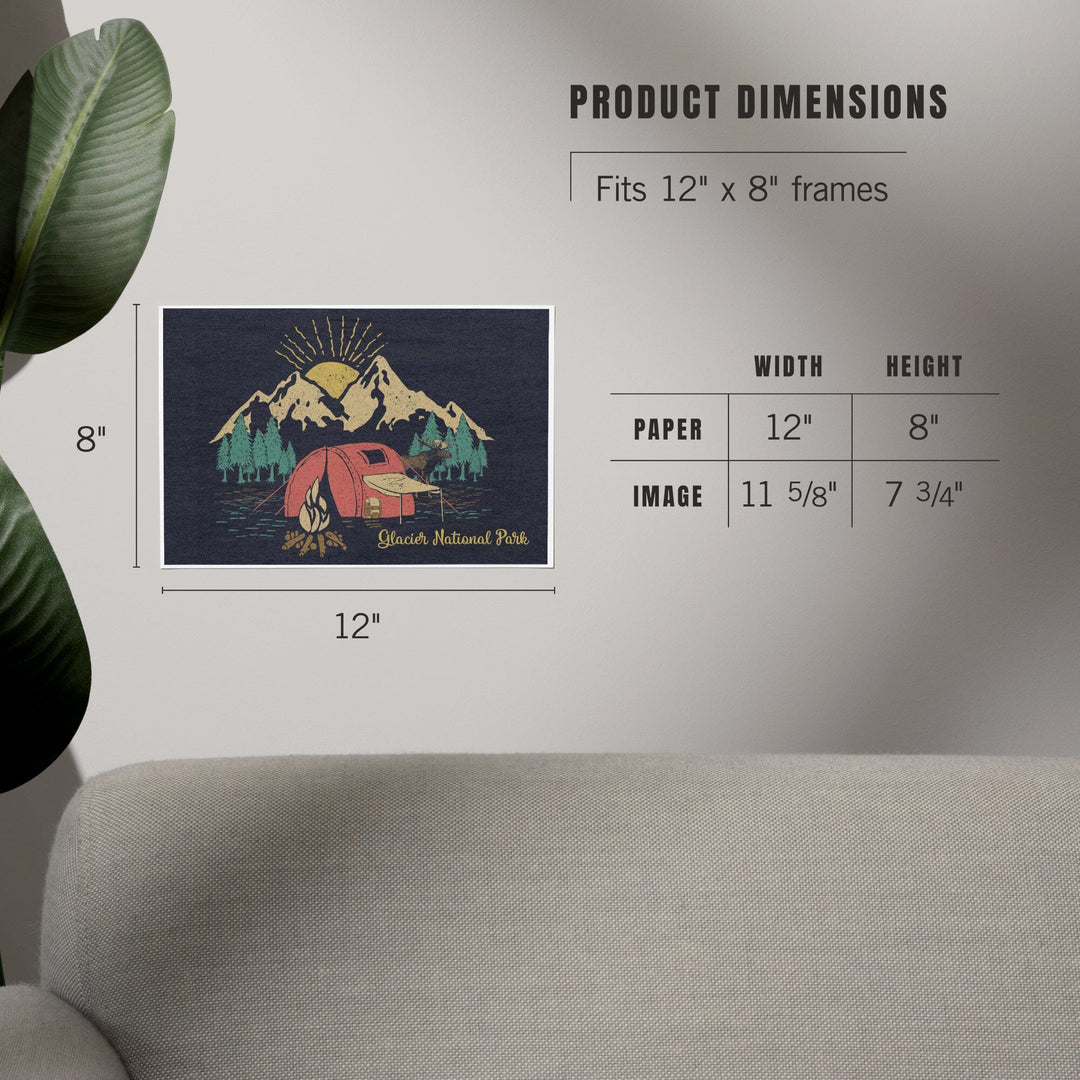 Glacier National Park, Montana, Camping Scene, Art & Giclee Prints Art Lantern Press