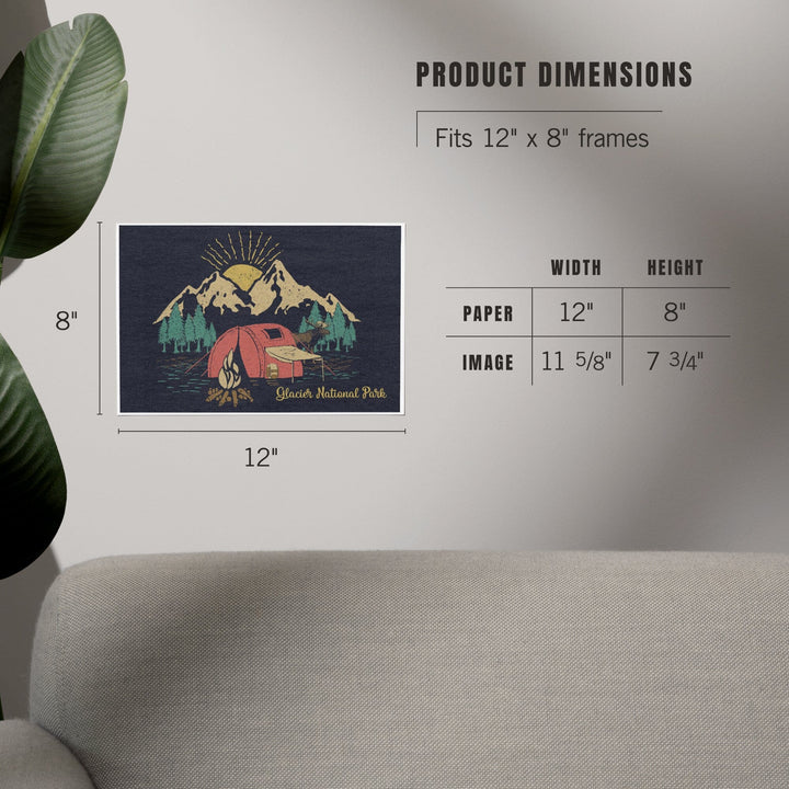 Glacier National Park, Montana, Camping Scene, Art & Giclee Prints Art Lantern Press