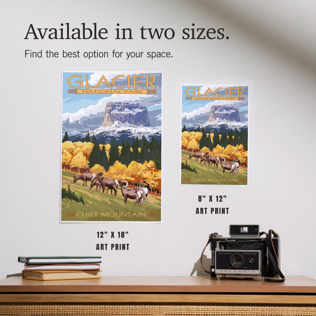 Glacier National Park, Montana, Chief Mountain and Big Horn Sheep, Art & Giclee Prints - Lantern Press