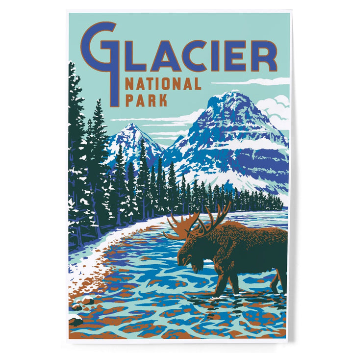 Glacier National Park, Montana, Explorer Series, Moose, Art & Giclee Prints - Lantern Press