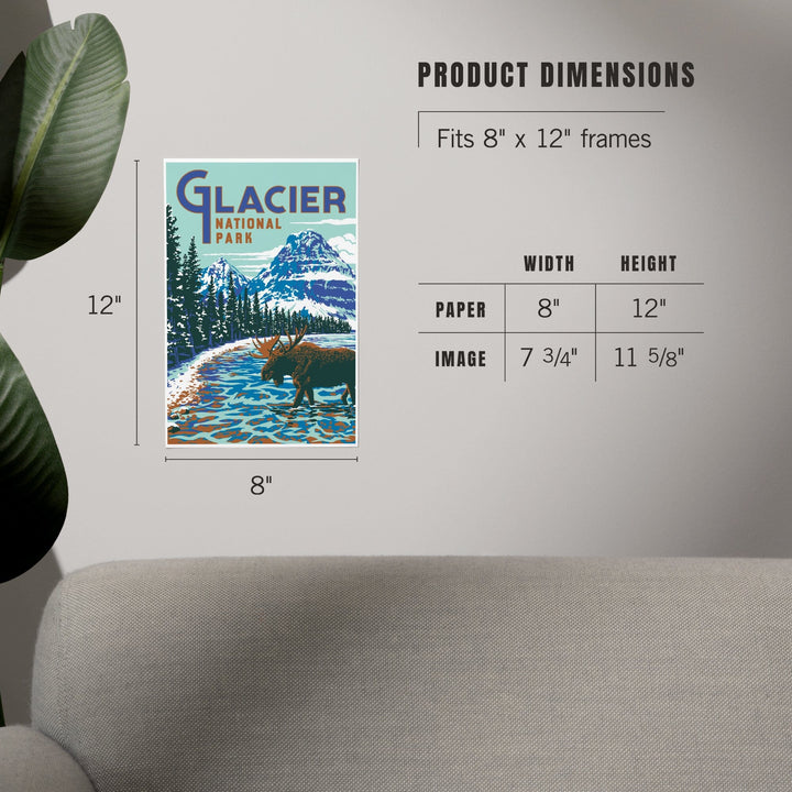 Glacier National Park, Montana, Explorer Series, Moose, Art & Giclee Prints - Lantern Press