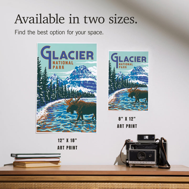 Glacier National Park, Montana, Explorer Series, Moose, Art & Giclee Prints - Lantern Press