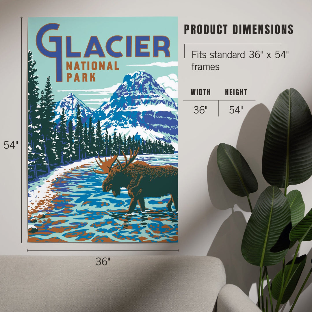 Glacier National Park, Montana, Explorer Series, Moose, Art & Giclee Prints - Lantern Press