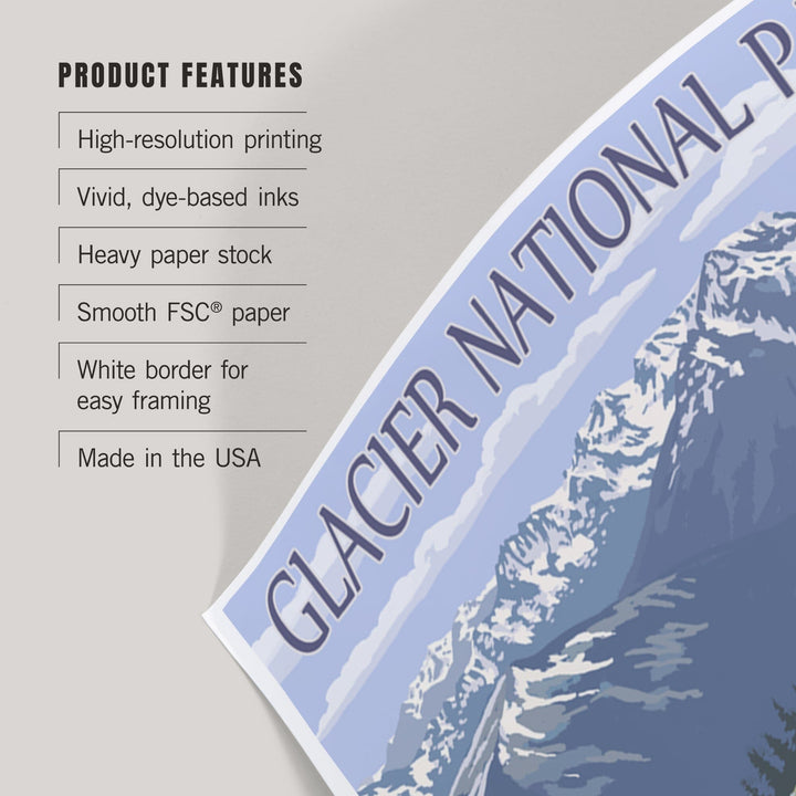 Glacier National Park, Montana, Going to the Sun Road and Hikers, Art & Giclee Prints - Lantern Press