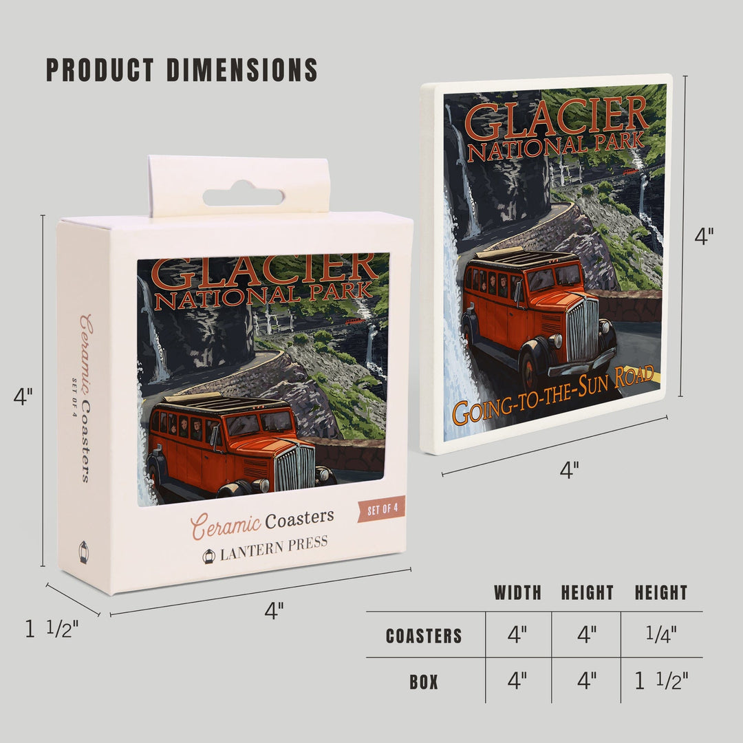Glacier National Park, Montana, Going-To-The-Sun Road, Coasters Coasters Lantern Press