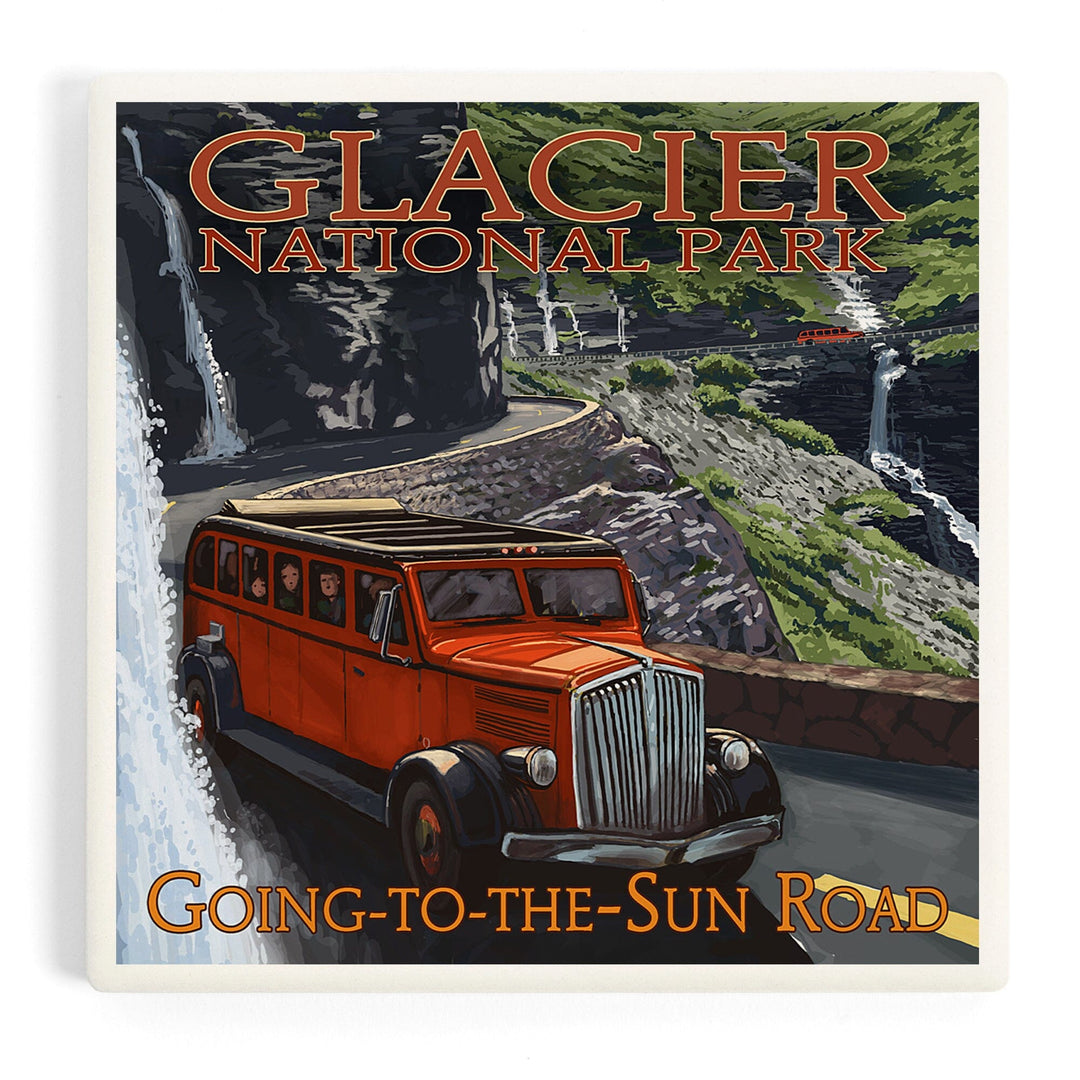 Glacier National Park, Montana, Going-To-The-Sun Road, Coasters Coasters Lantern Press Coaster
