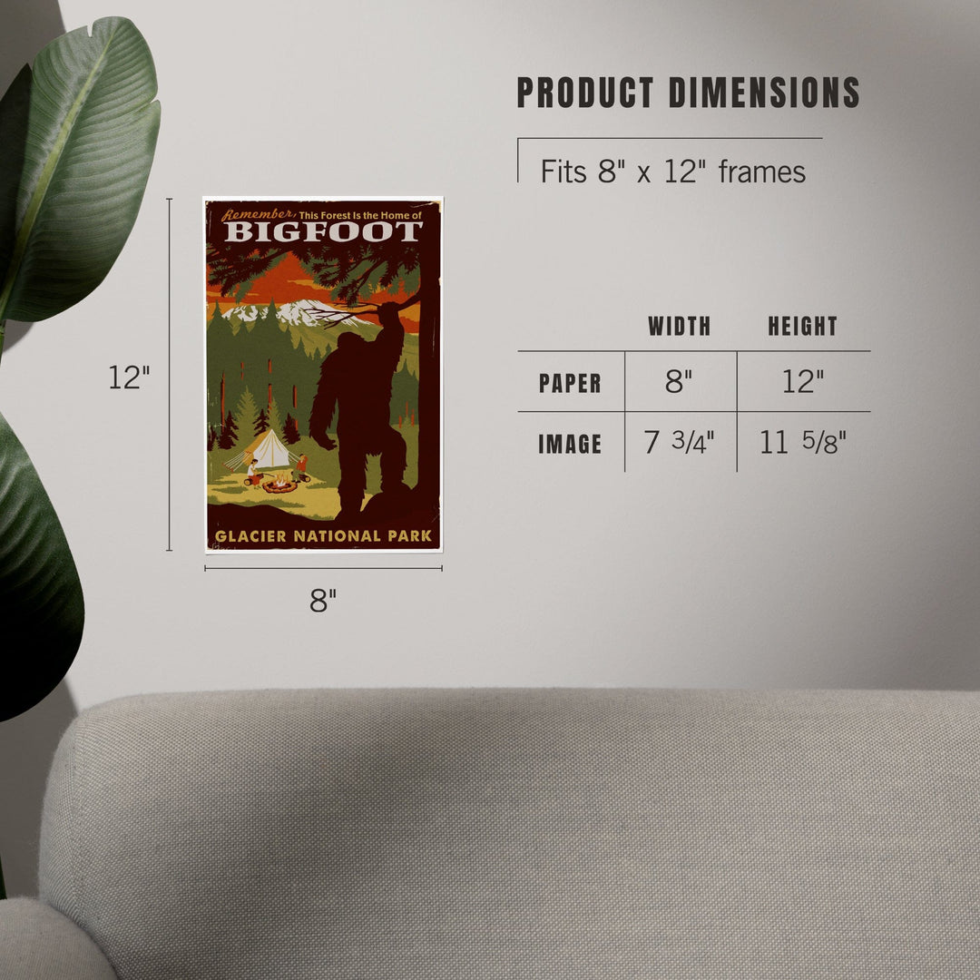 Glacier National Park, Montana, Home of Bigfoot, Art & Giclee Prints - Lantern Press