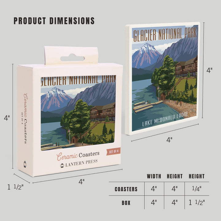 Glacier National Park, Montana, Lake McDonald Lodge, Coasters Coasters Lantern Press