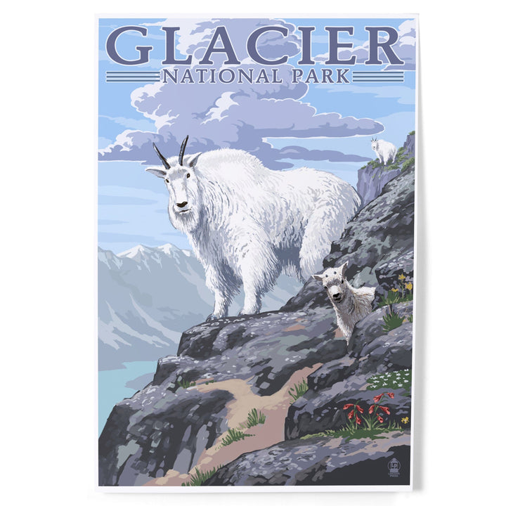 Glacier National Park, Montana, Mountain Goat and Kid, Illustration, Art & Giclee Prints - Lantern Press