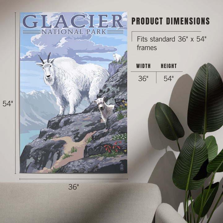 Glacier National Park, Montana, Mountain Goat and Kid, Illustration, Art & Giclee Prints - Lantern Press