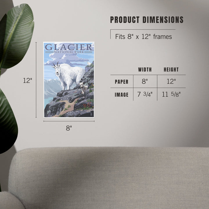 Glacier National Park, Montana, Mountain Goat and Kid, Illustration, Art & Giclee Prints - Lantern Press