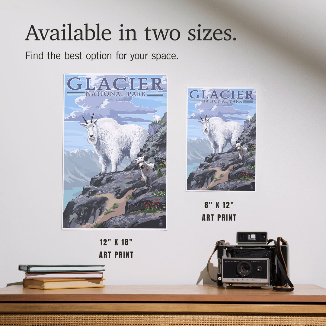 Glacier National Park, Montana, Mountain Goat and Kid, Illustration, Art & Giclee Prints - Lantern Press
