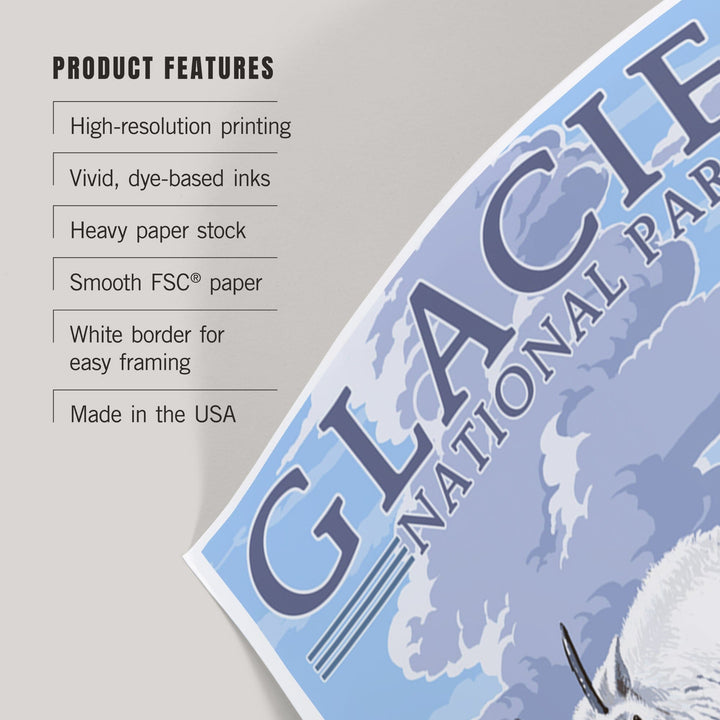 Glacier National Park, Montana, Mountain Goat and Kid, Illustration, Art & Giclee Prints - Lantern Press