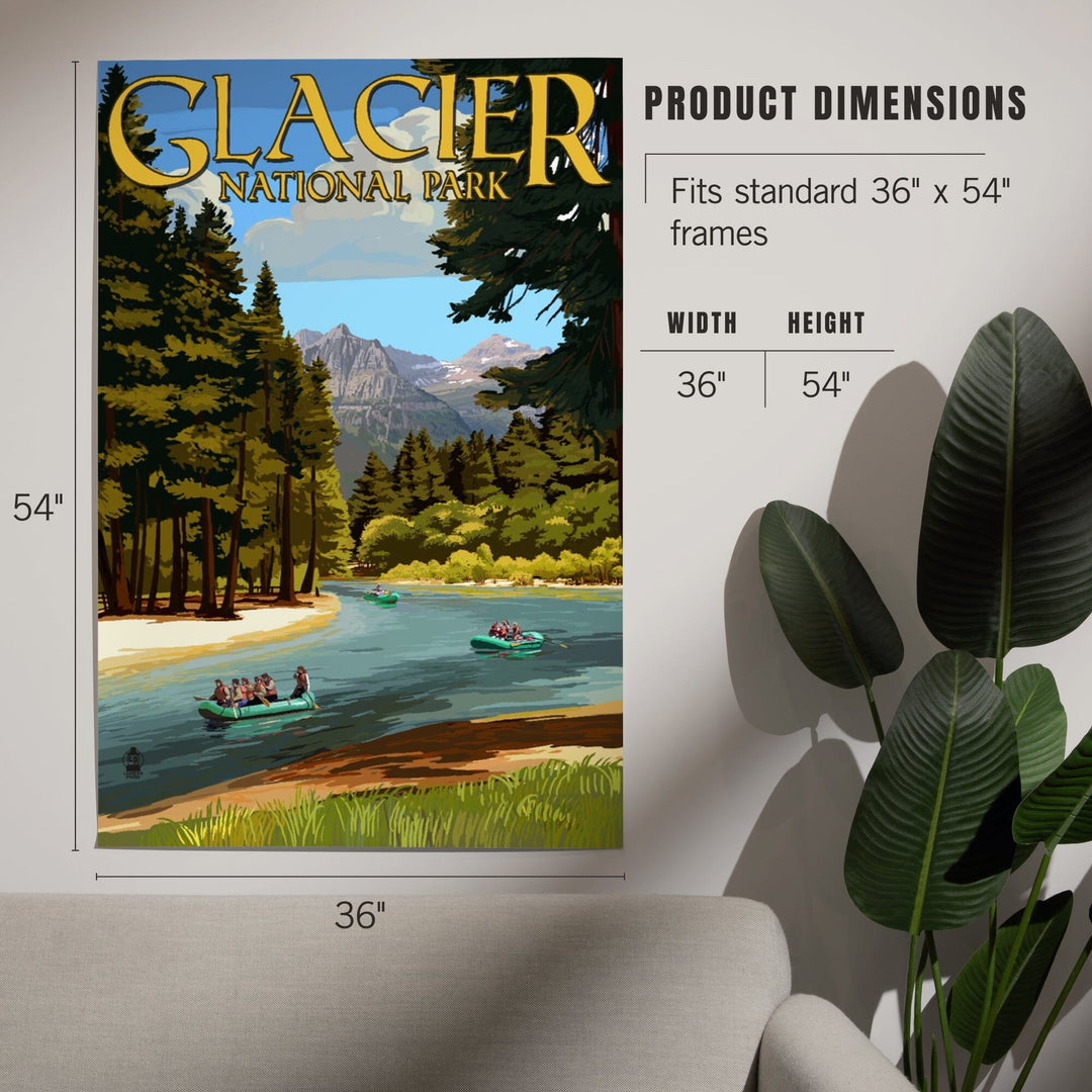 Glacier National Park, Montana, River Rafting, Art & Giclee Prints - Lantern Press