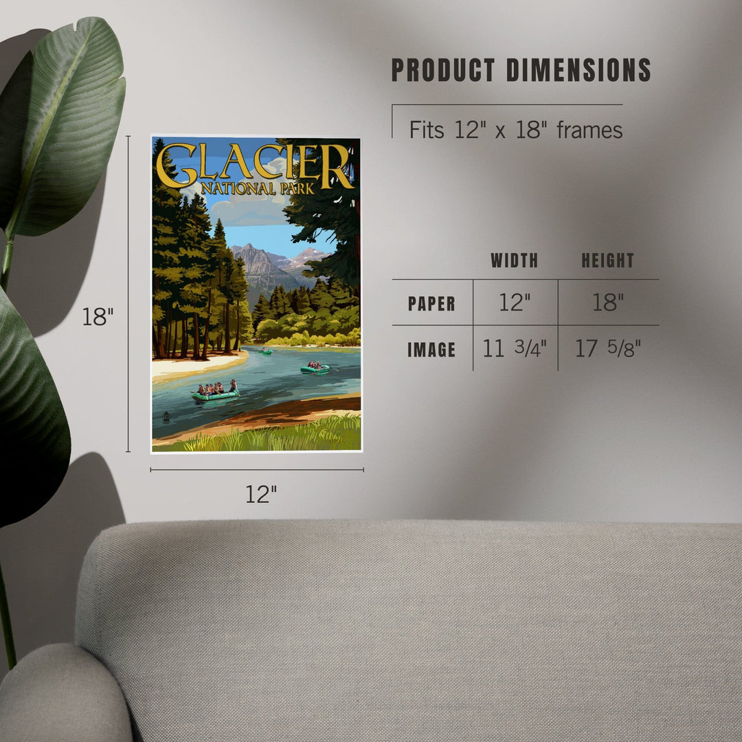 Glacier National Park, Montana, River Rafting, Art & Giclee Prints - Lantern Press