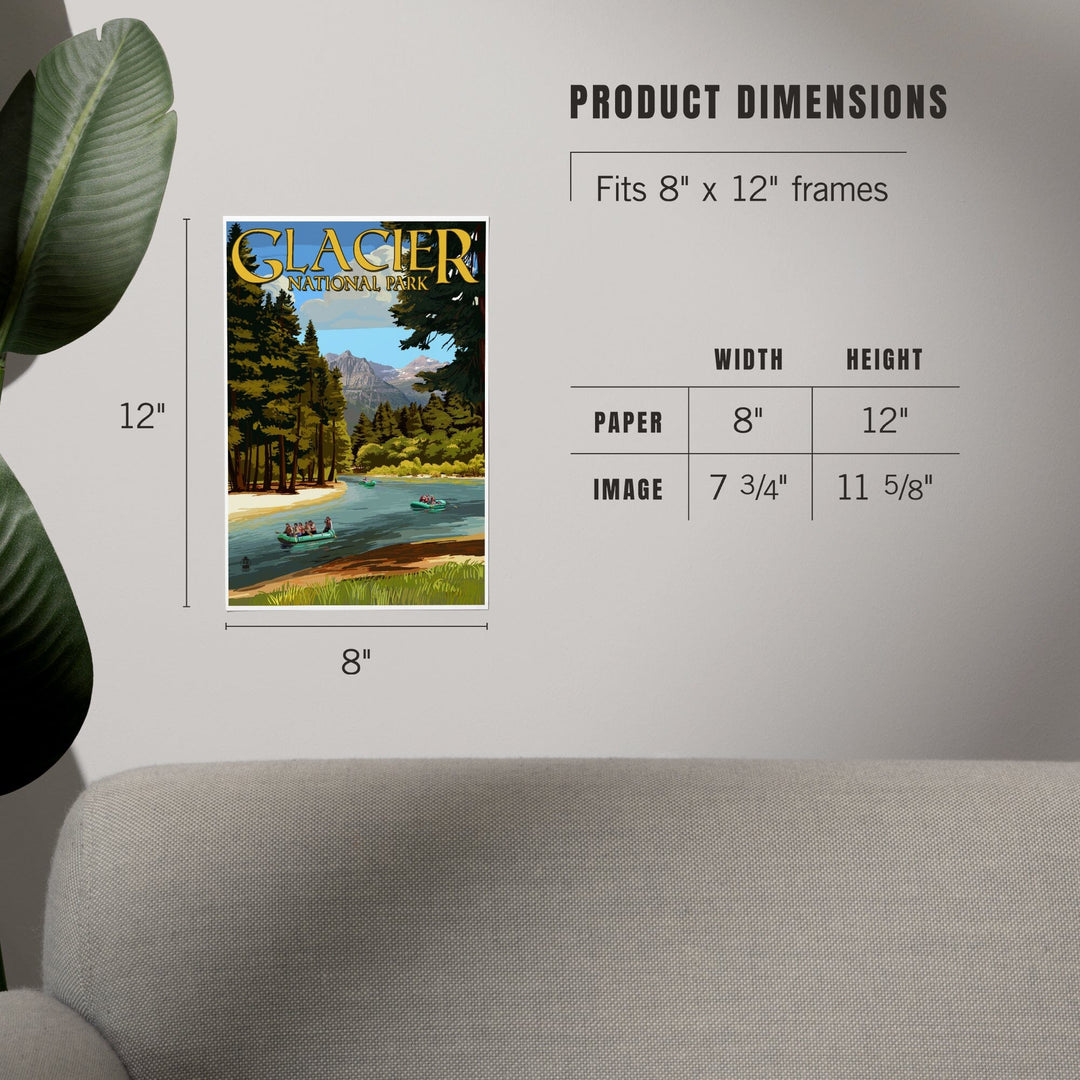Glacier National Park, Montana, River Rafting, Art & Giclee Prints - Lantern Press