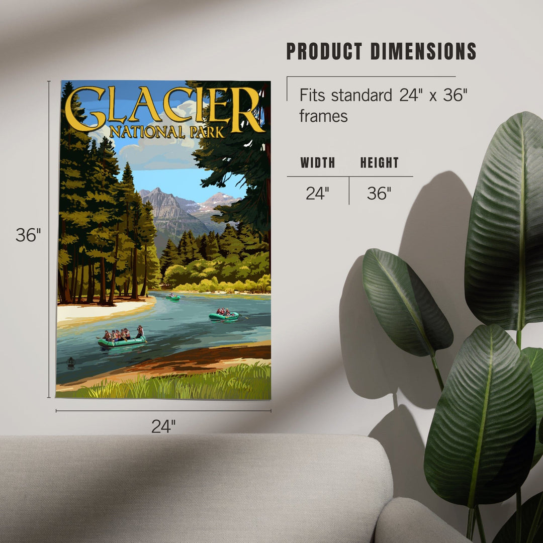Glacier National Park, Montana, River Rafting, Art & Giclee Prints - Lantern Press