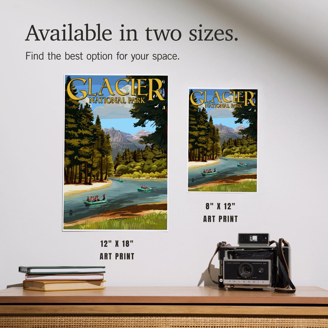 Glacier National Park, Montana, River Rafting, Art & Giclee Prints - Lantern Press