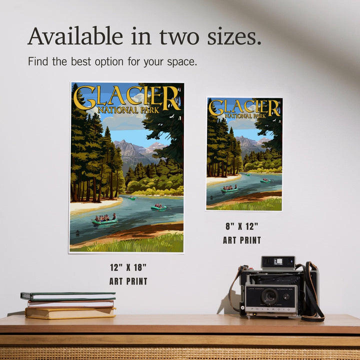 Glacier National Park, Montana, River Rafting, Art & Giclee Prints - Lantern Press