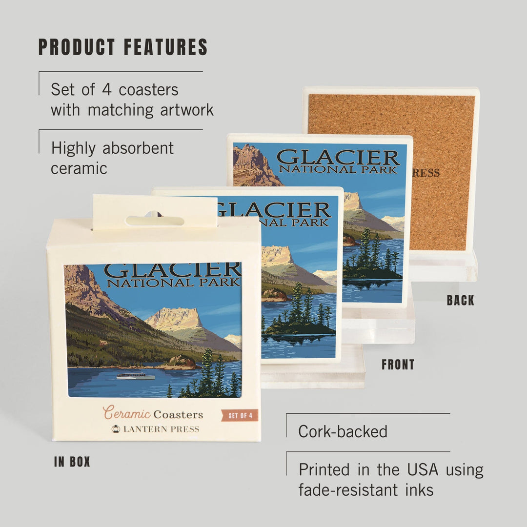 Glacier National Park, Montana, St. Mary Lake, Coasters Coasters Lantern Press