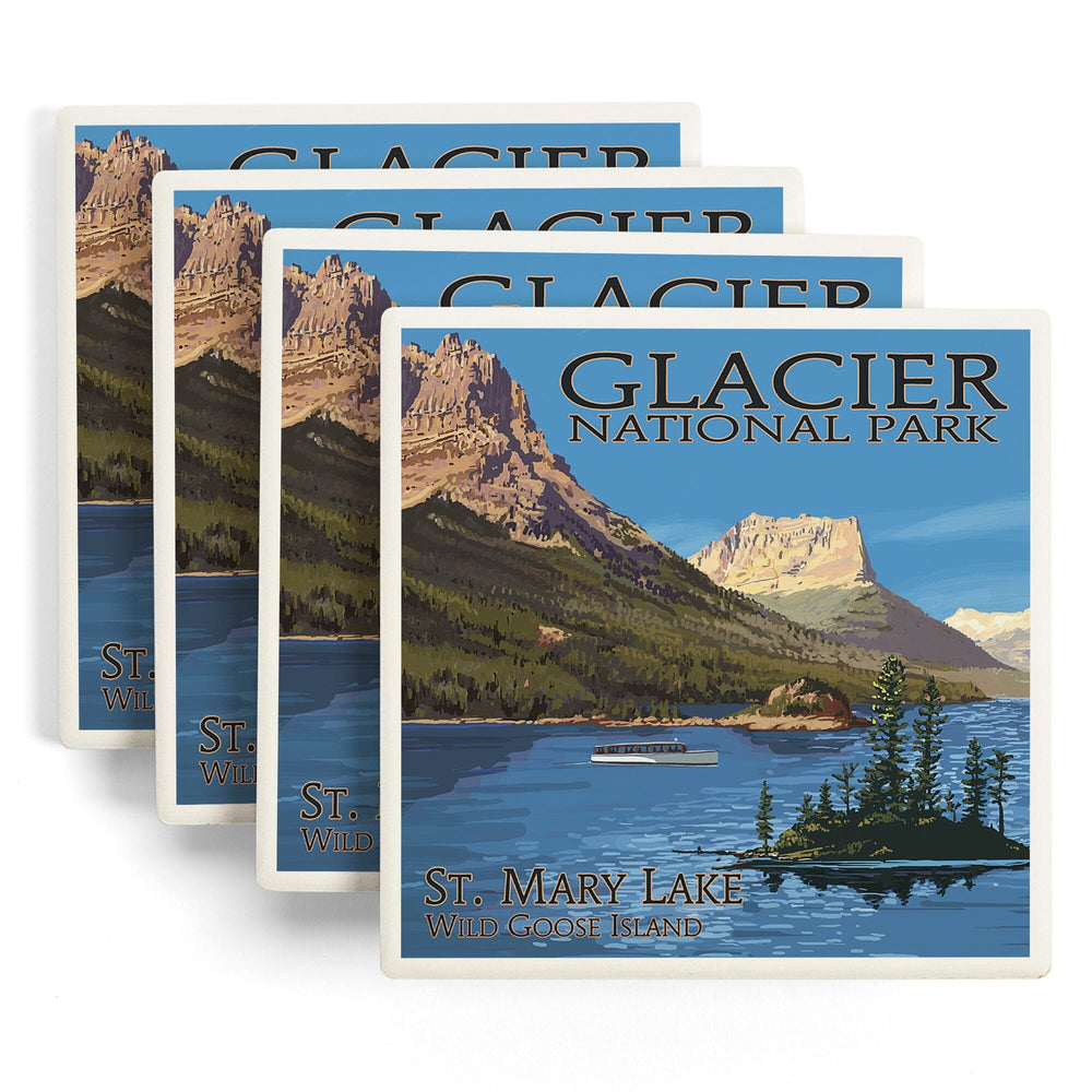 Glacier National Park, Montana, St. Mary Lake, Coasters Coasters Lantern Press