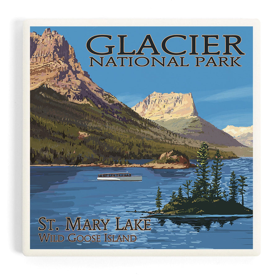 Glacier National Park, Montana, St. Mary Lake, Coasters Coasters Lantern Press
