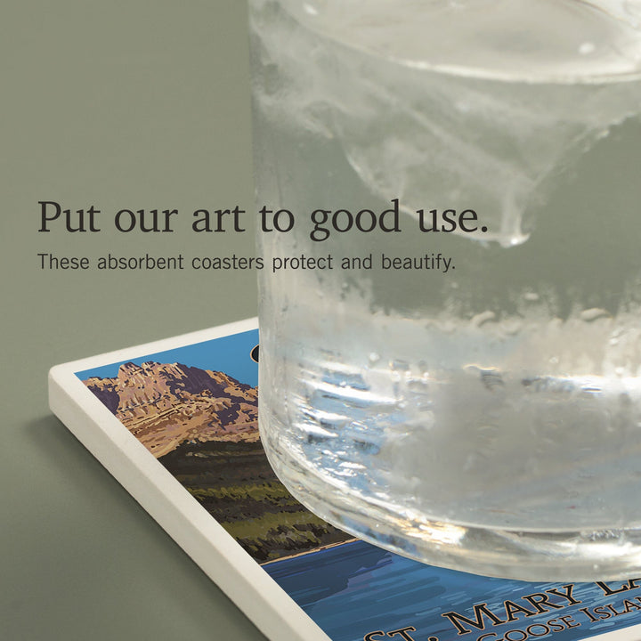 Glacier National Park, Montana, St. Mary Lake, Coasters Coasters Lantern Press