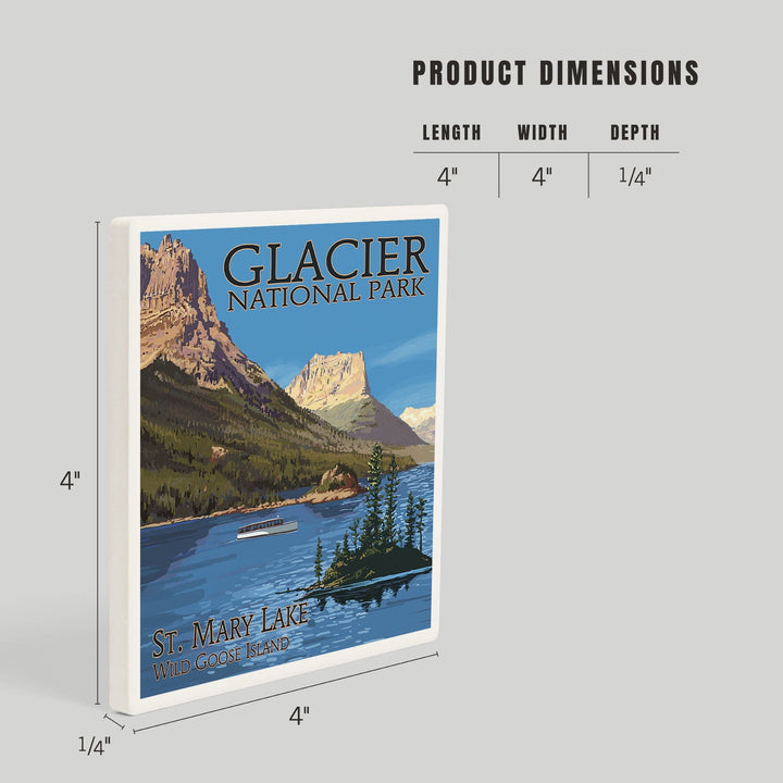 Glacier National Park, Montana, St. Mary Lake, Coasters Coasters Lantern Press