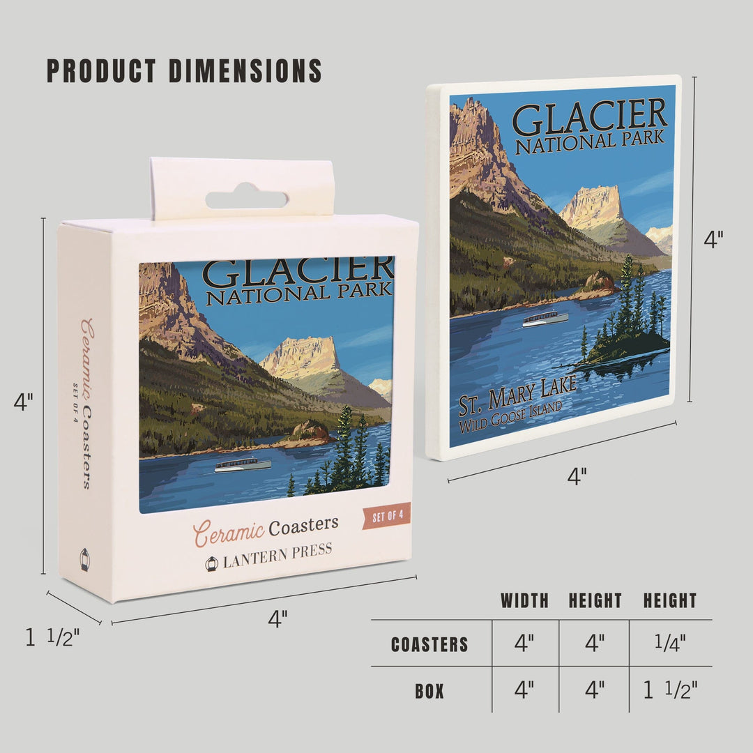 Glacier National Park, Montana, St. Mary Lake, Coasters Coasters Lantern Press