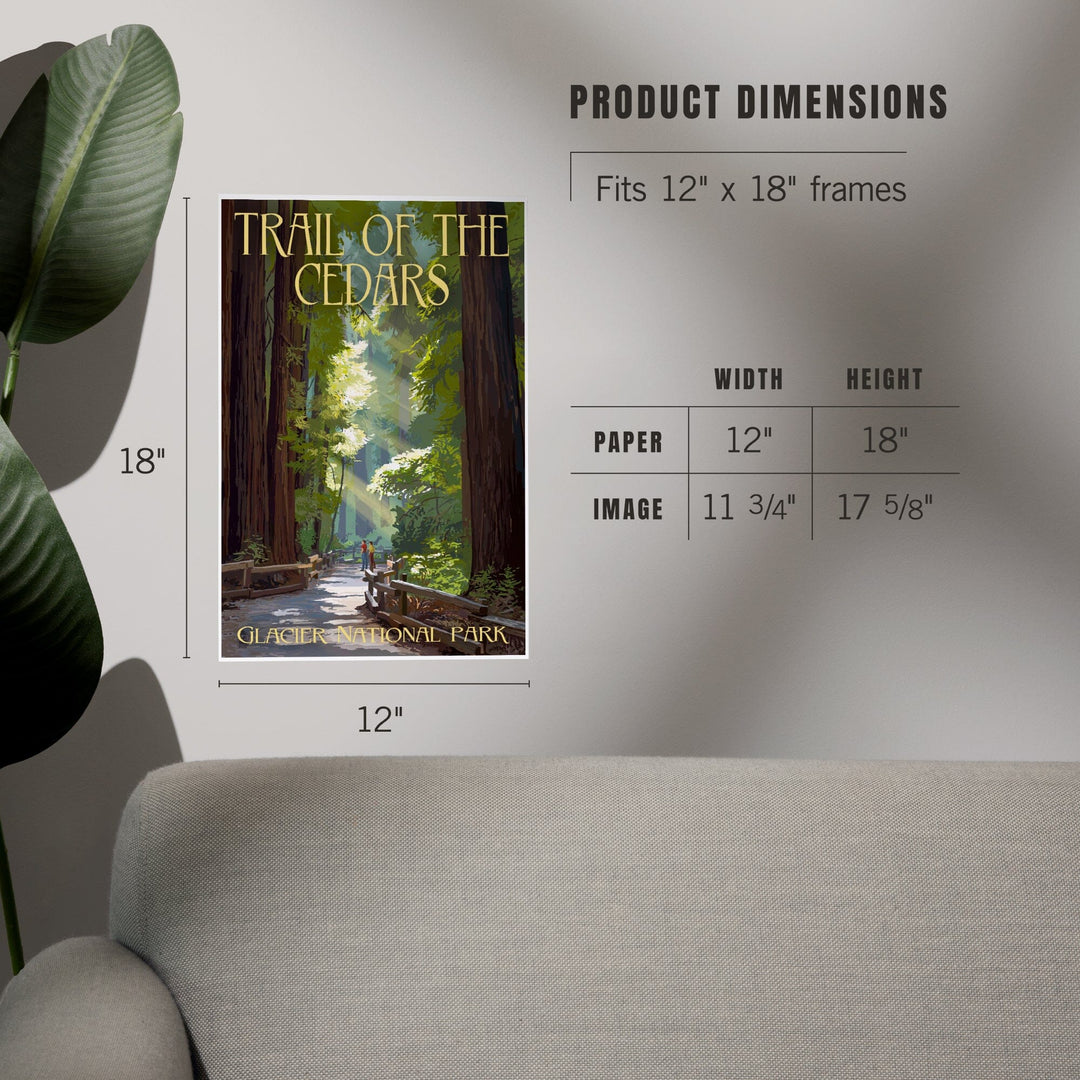 Glacier National Park, Montana, Trail of the Cedars, Art & Giclee Prints - Lantern Press