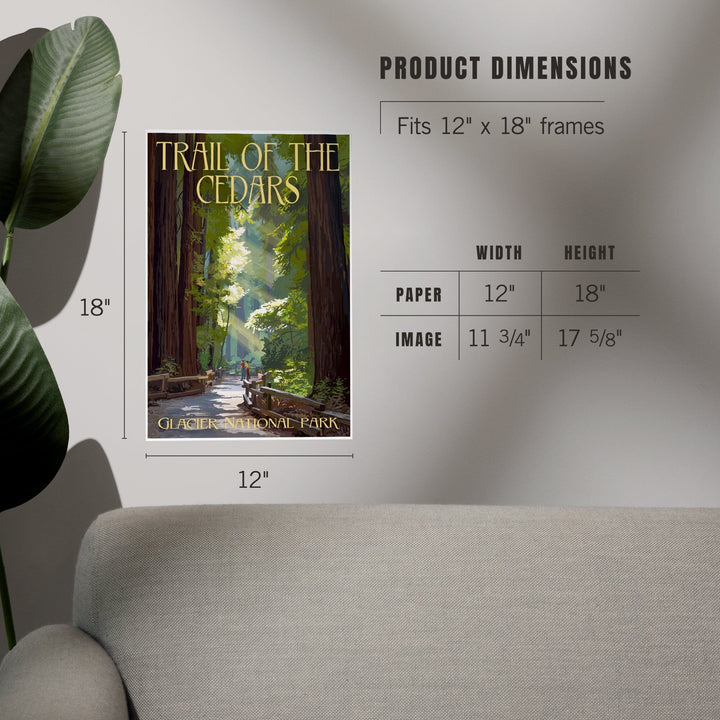 Glacier National Park, Montana, Trail of the Cedars, Art & Giclee Prints - Lantern Press