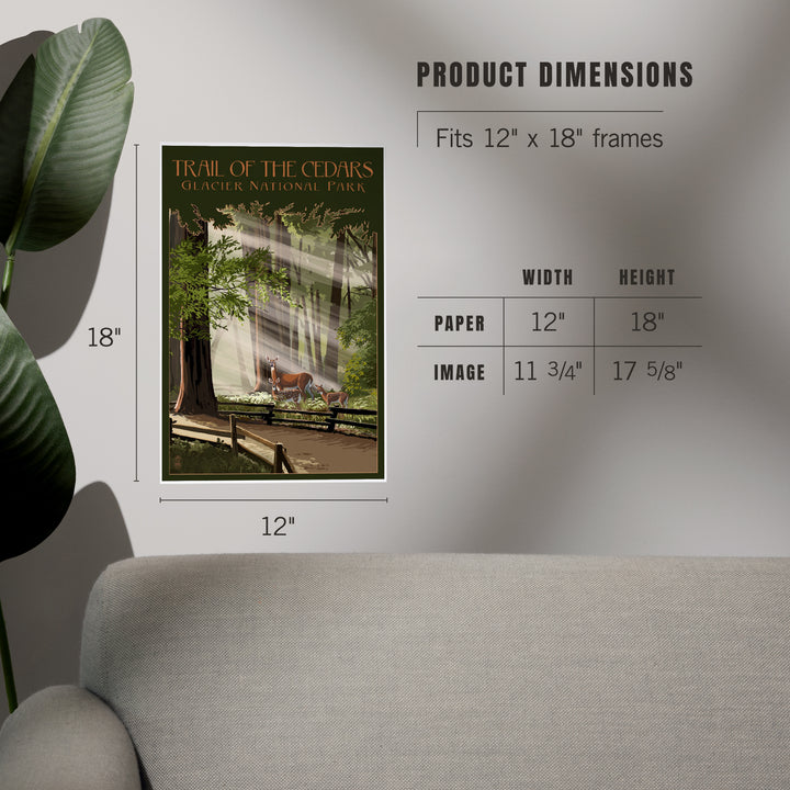 Glacier National Park, Montana, Trail of the Cedars, Deer Family, Art & Giclee Prints Art Lantern Press