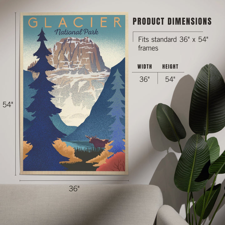 Glacier National Park, Mountain Scene, Lithograph, Art & Giclee Prints - Lantern Press