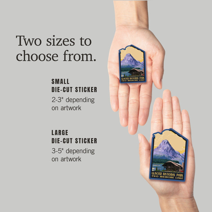 Glacier National Park, Two Medicine Lake, Contour, Vinyl Sticker Sticker Lantern Press