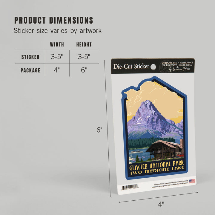 Glacier National Park, Two Medicine Lake, Contour, Vinyl Sticker Sticker Lantern Press
