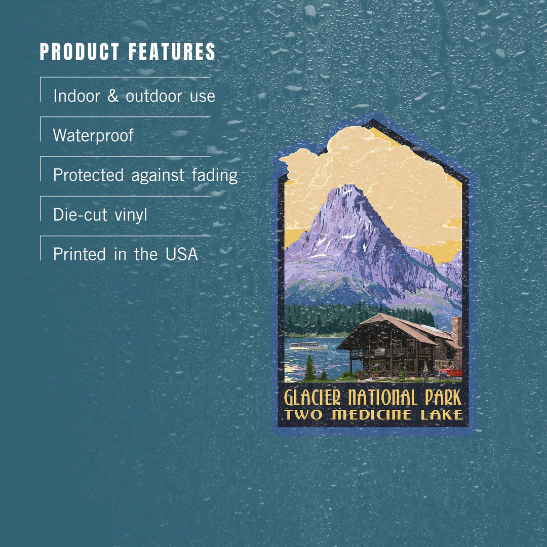 Glacier National Park, Two Medicine Lake, Contour, Vinyl Sticker Sticker Lantern Press