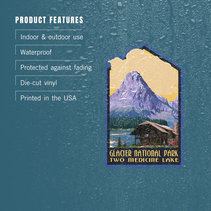 Glacier National Park, Two Medicine Lake, Contour, Vinyl Sticker Sticker Lantern Press