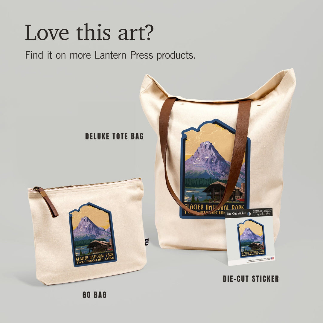 Glacier National Park, Two Medicine Lake, Contour, Vinyl Sticker Sticker Lantern Press