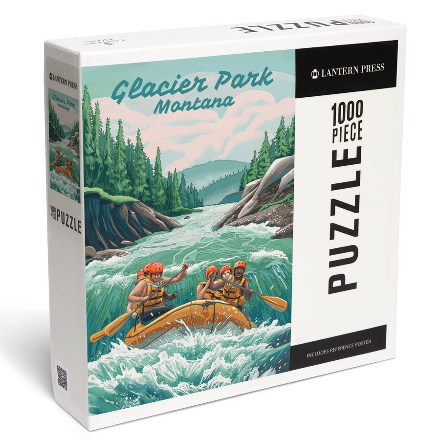 Glacier Park, Montana, Get Outside Series, Seek Adventure, River Rafting, Jigsaw Puzzle Puzzle Lantern Press