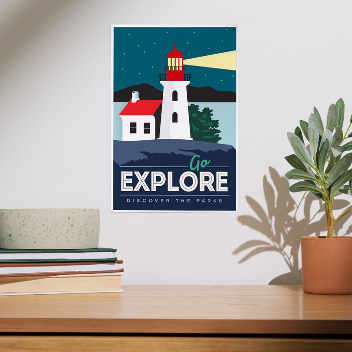 Go Explore (Lighthouse), Discover the Parks, Vector Style, Art & Giclee Prints - Lantern Press