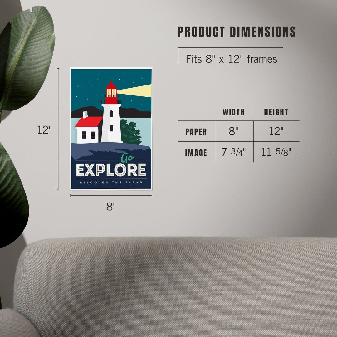 Go Explore (Lighthouse), Discover the Parks, Vector Style, Art & Giclee Prints - Lantern Press