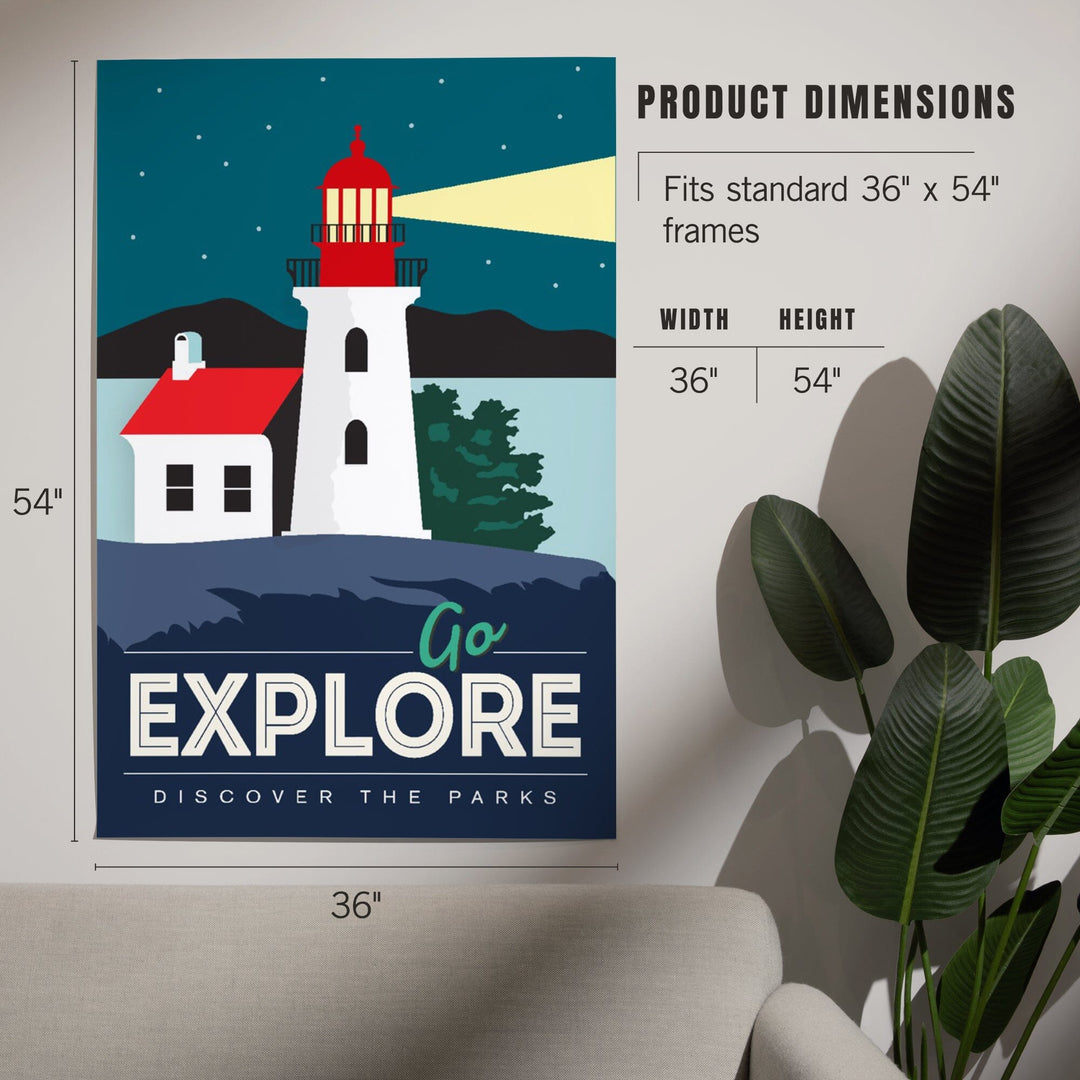 Go Explore (Lighthouse), Discover the Parks, Vector Style, Art & Giclee Prints - Lantern Press