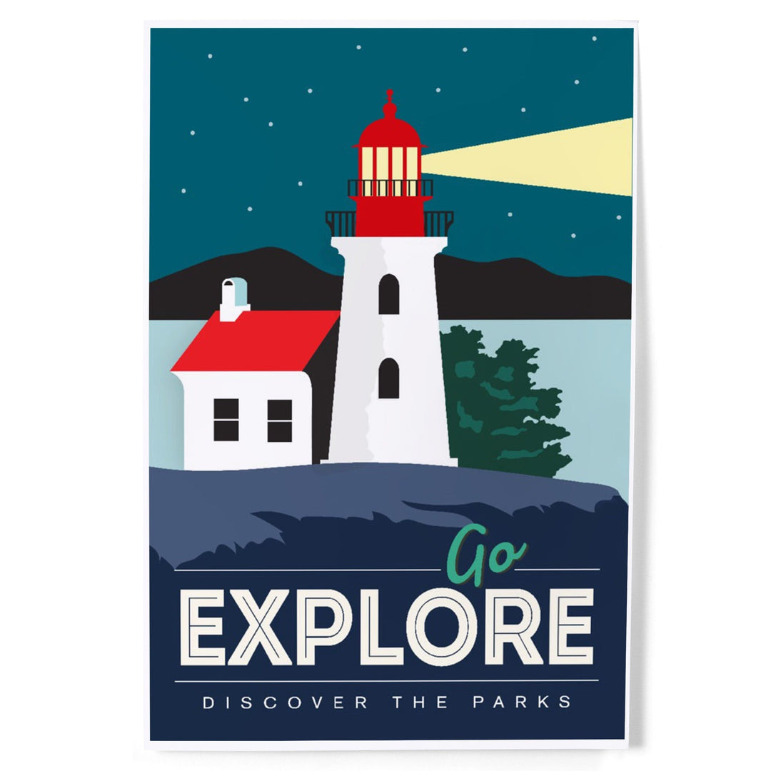 Go Explore (Lighthouse), Discover the Parks, Vector Style, Art & Giclee Prints - Lantern Press