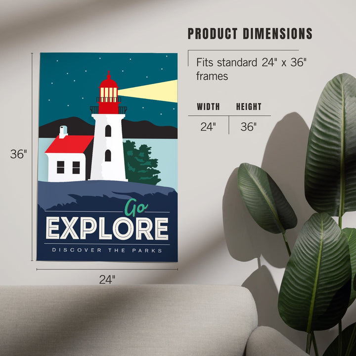 Go Explore (Lighthouse), Discover the Parks, Vector Style, Art & Giclee Prints - Lantern Press