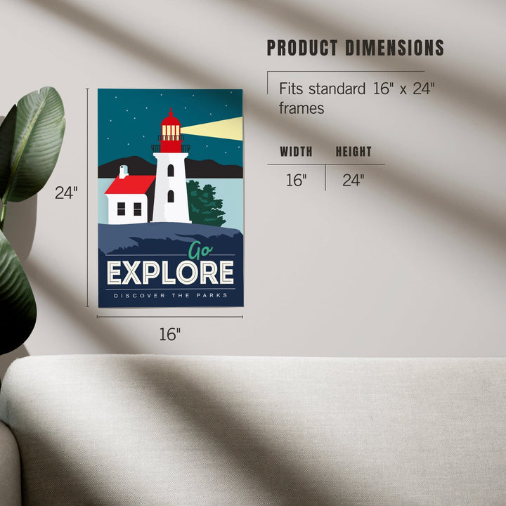 Go Explore (Lighthouse), Discover the Parks, Vector Style, Art & Giclee Prints - Lantern Press