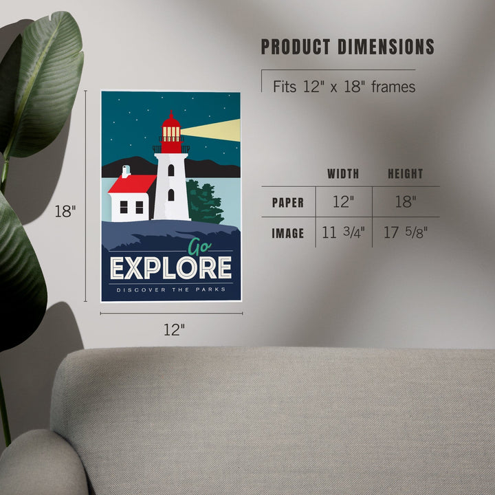 Go Explore (Lighthouse), Discover the Parks, Vector Style, Art & Giclee Prints - Lantern Press