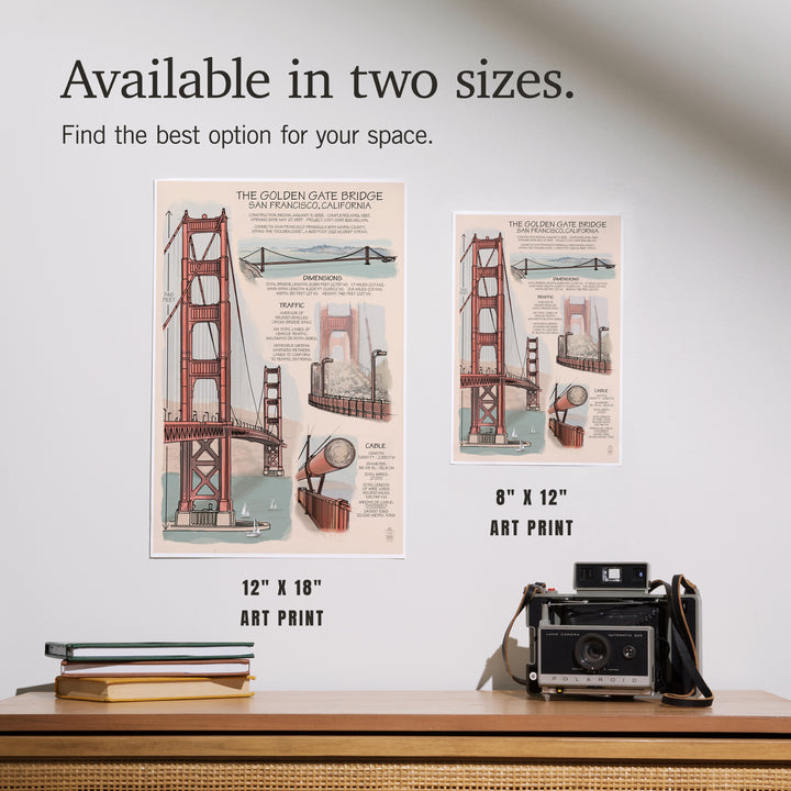 Golden Gate Bridge, Technical, Art & Giclee Prints Art Lantern Press