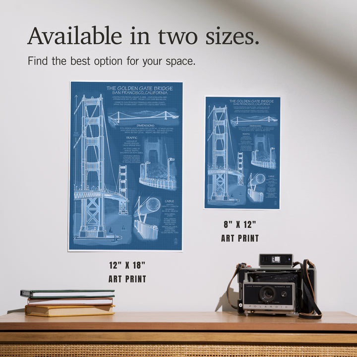 Golden Gate Bridge, Technical (Blueprint), Art & Giclee Prints Art Lantern Press