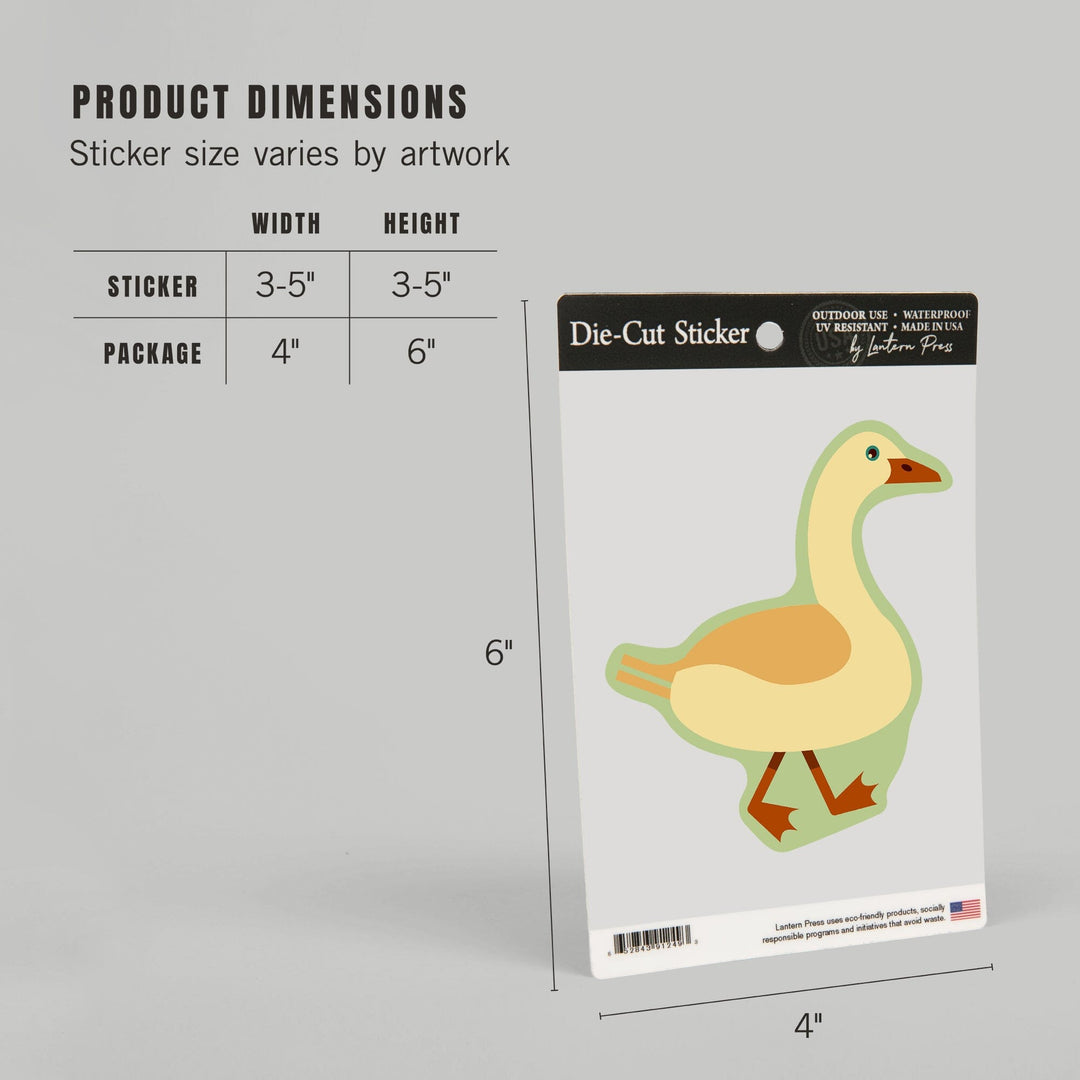 Goose, Geometric, Contour, Vinyl Sticker Sticker Lantern Press