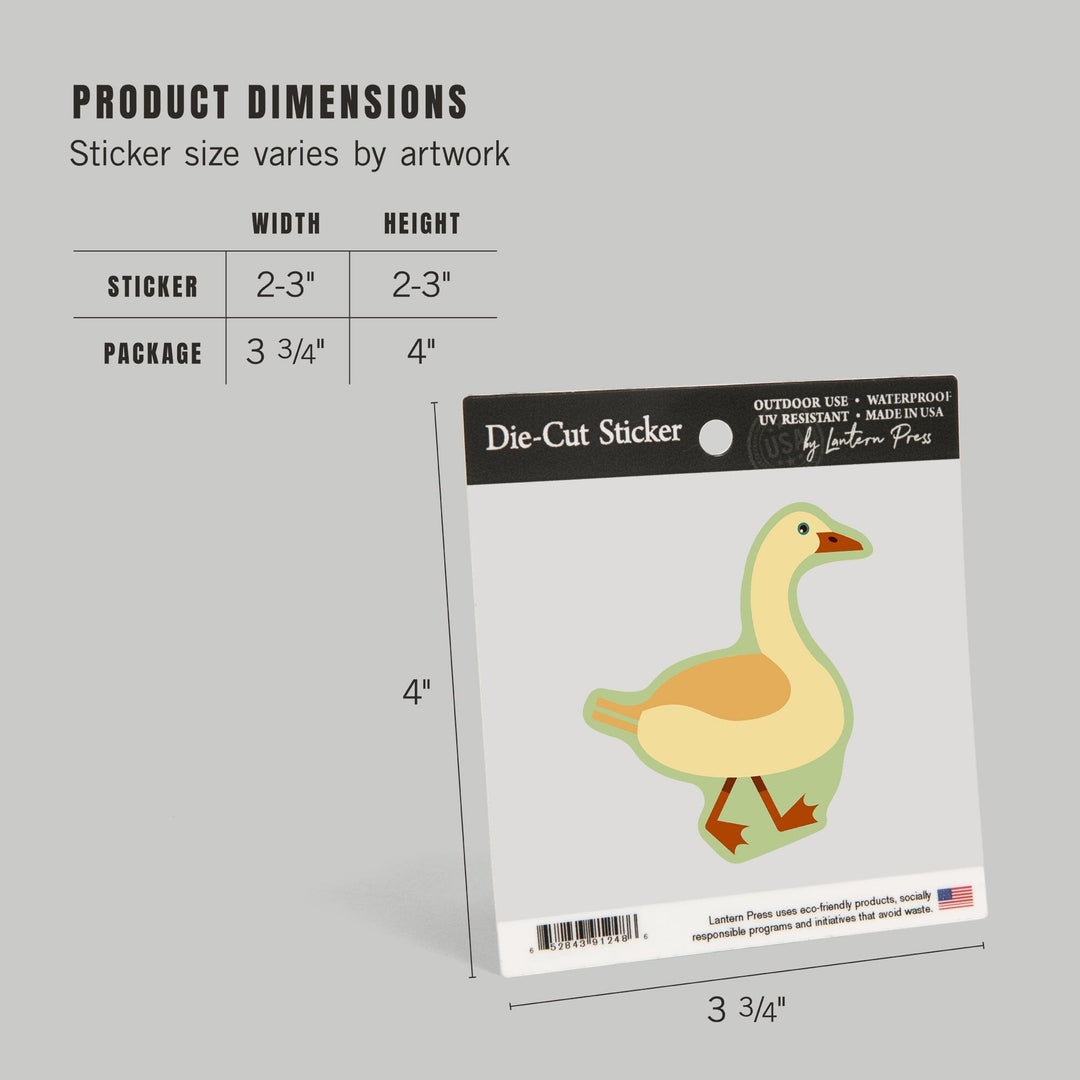 Goose, Geometric, Contour, Vinyl Sticker Sticker Lantern Press